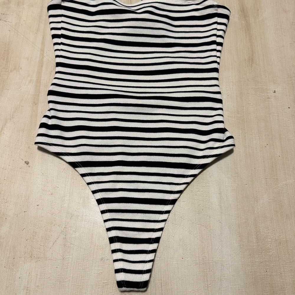 Billabong Black and White Striped Bodysuit
